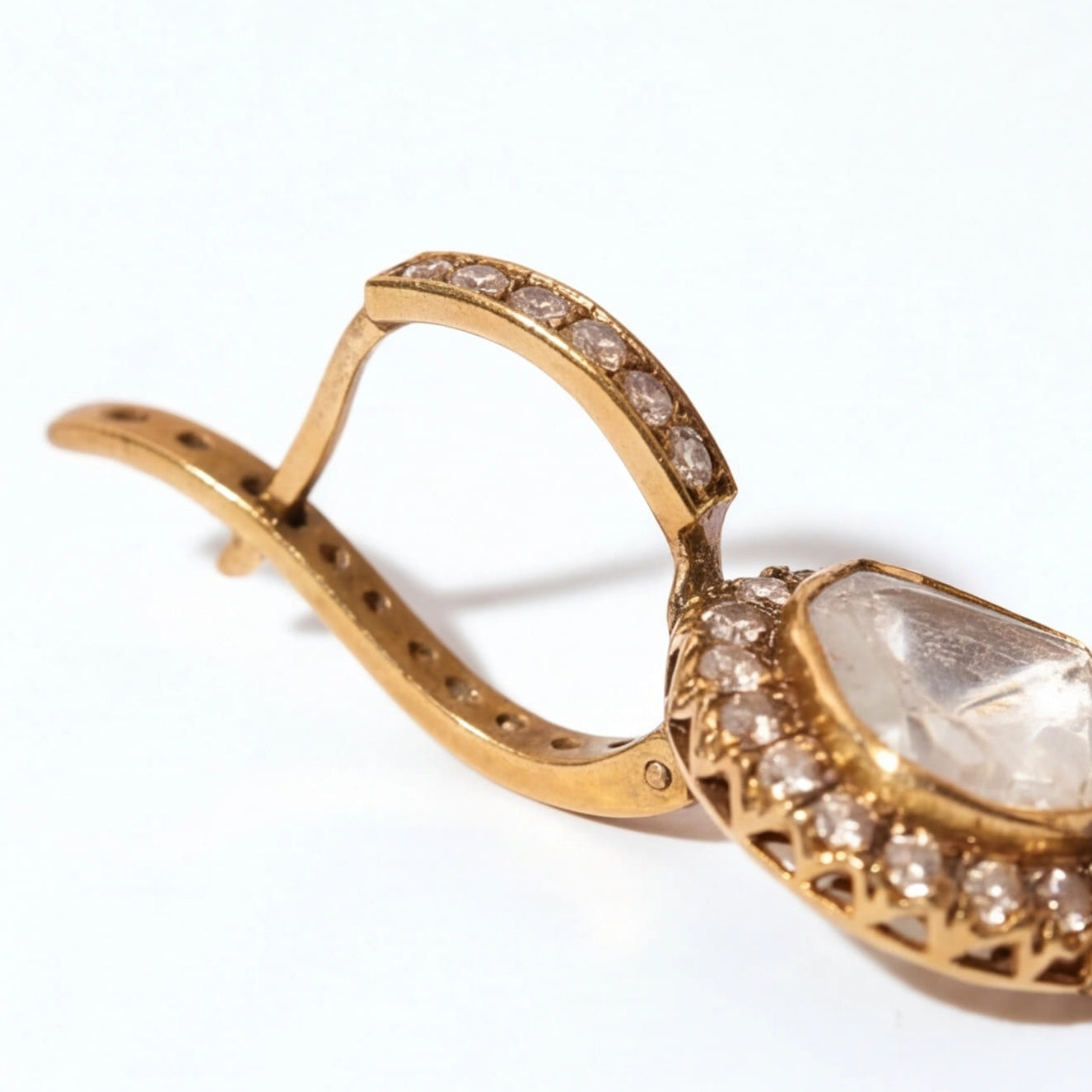 Double Polki Emerald Earrings