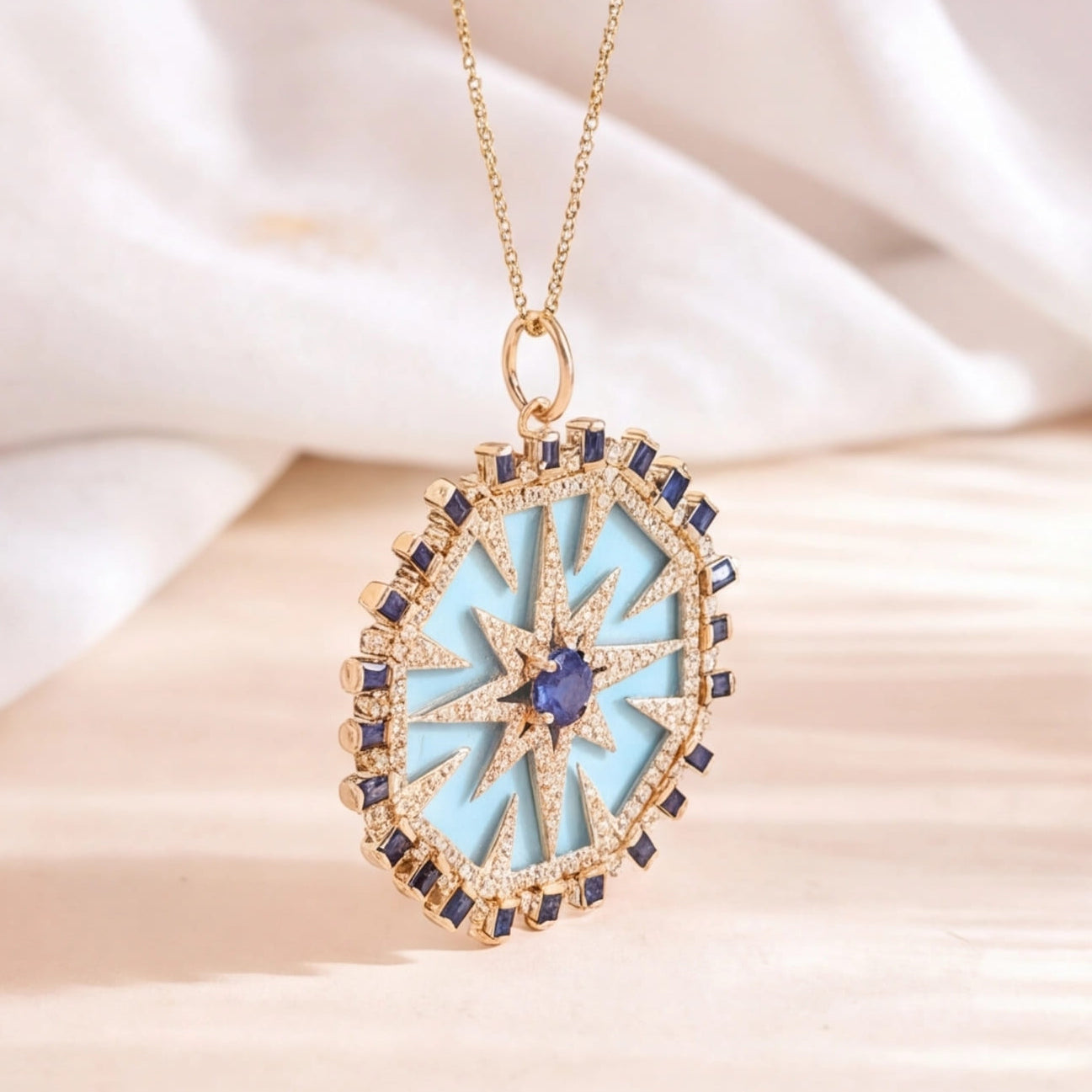 Celestial Pendant (Blue Sapphire) (14k Gold)