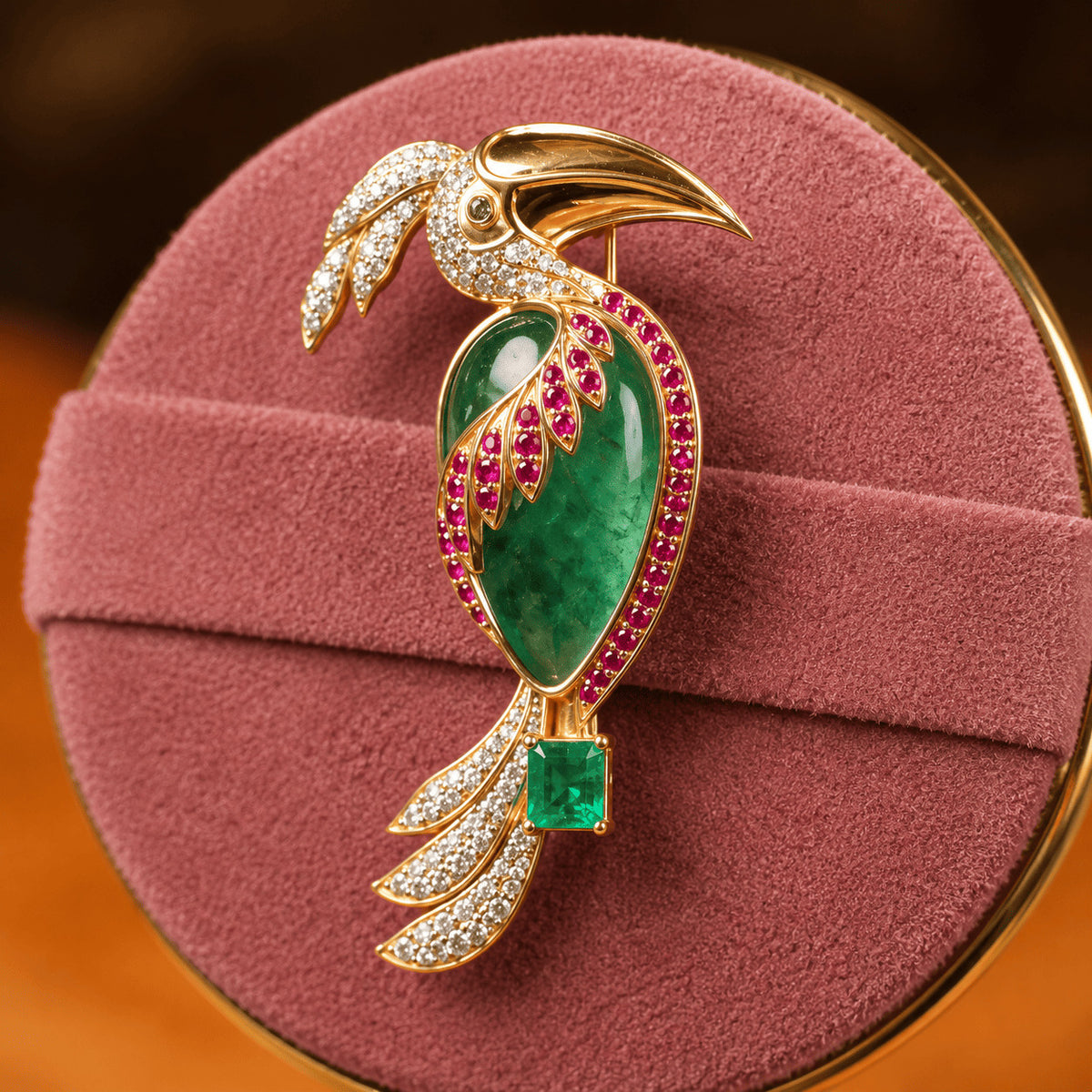 Emerald Hornbill Brooch