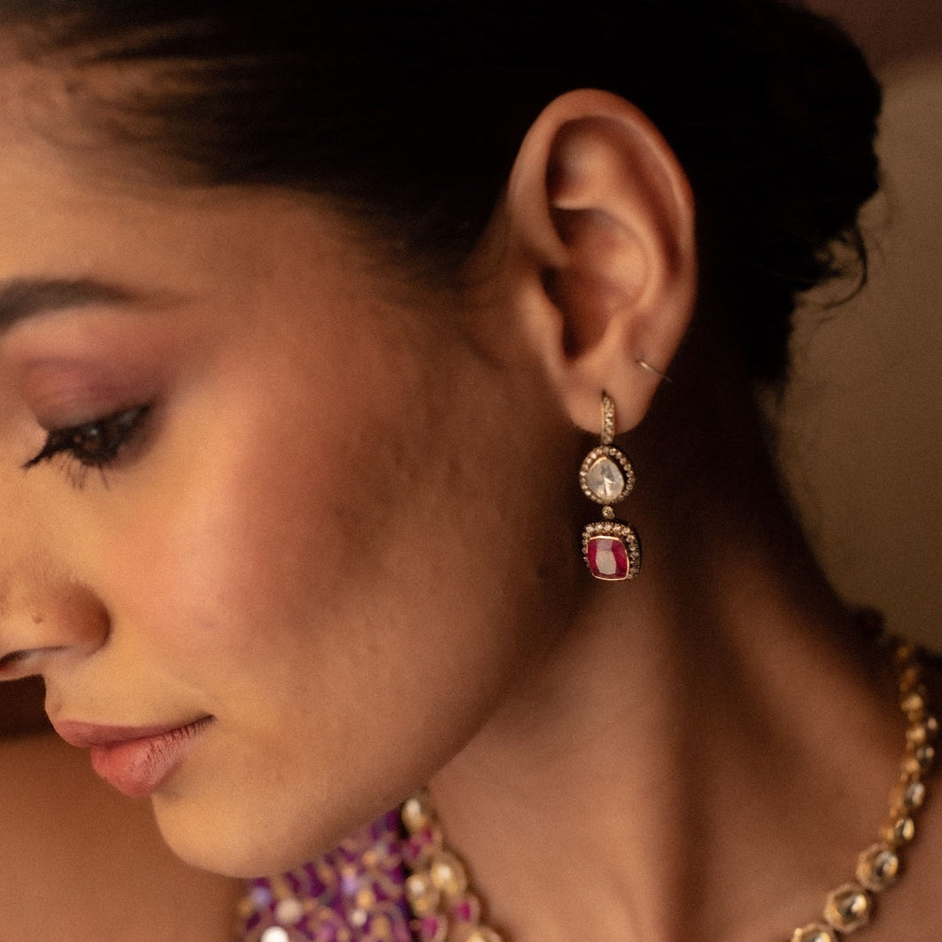 Polki Ruby Earrings