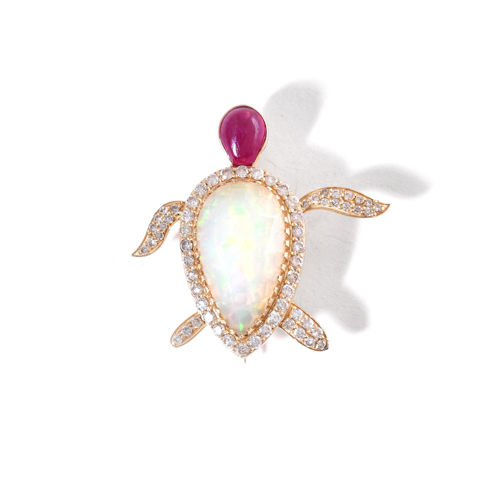 Ruby Turtle Brooch