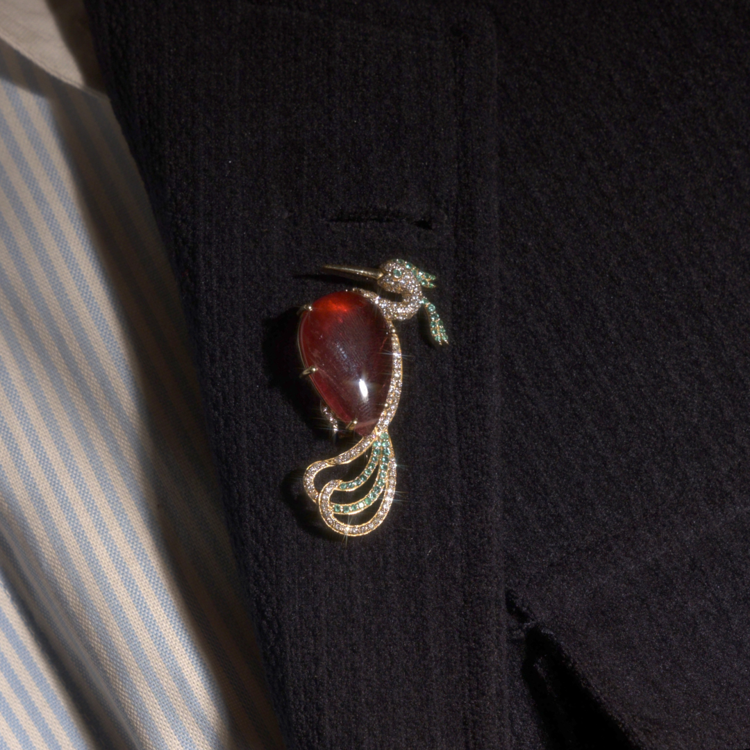 Tourmaline Swan brooch
