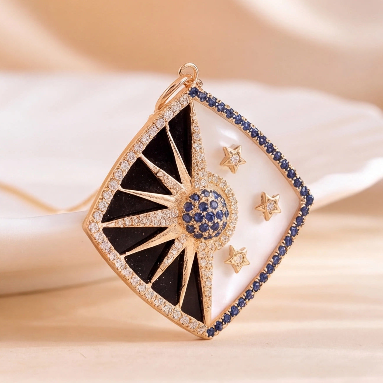 Sun N Moon Pendant (Blue Sapphire) (14k Gold)