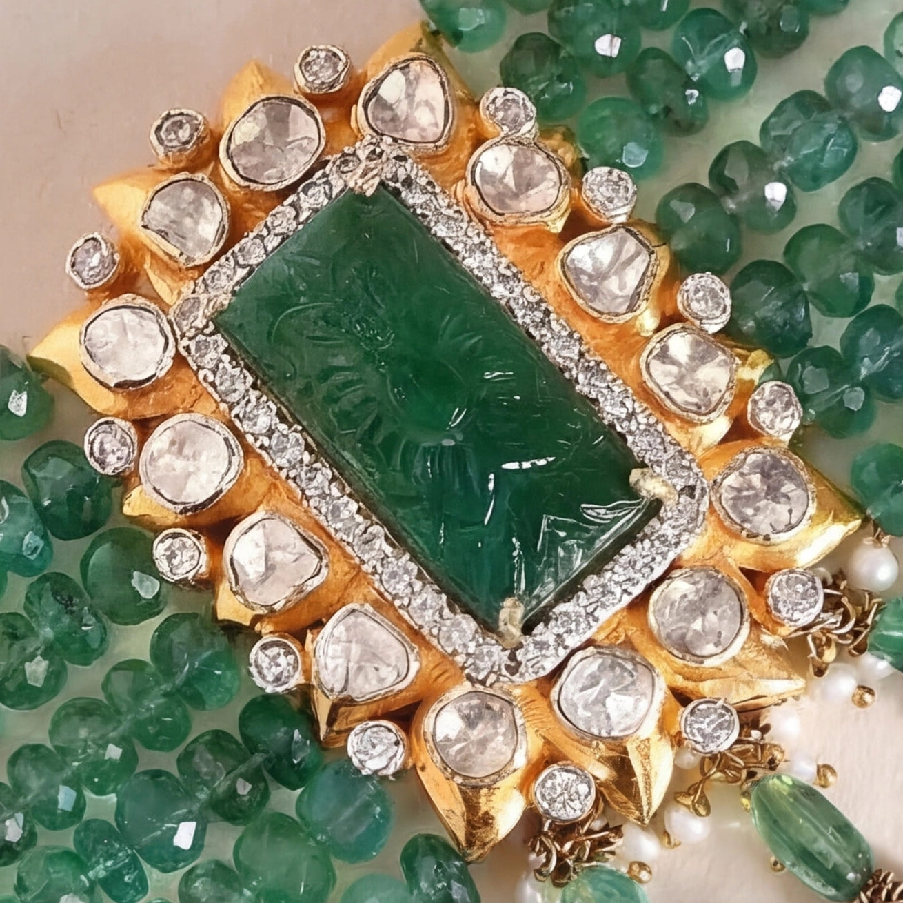 Tara Emerald Polki Choker