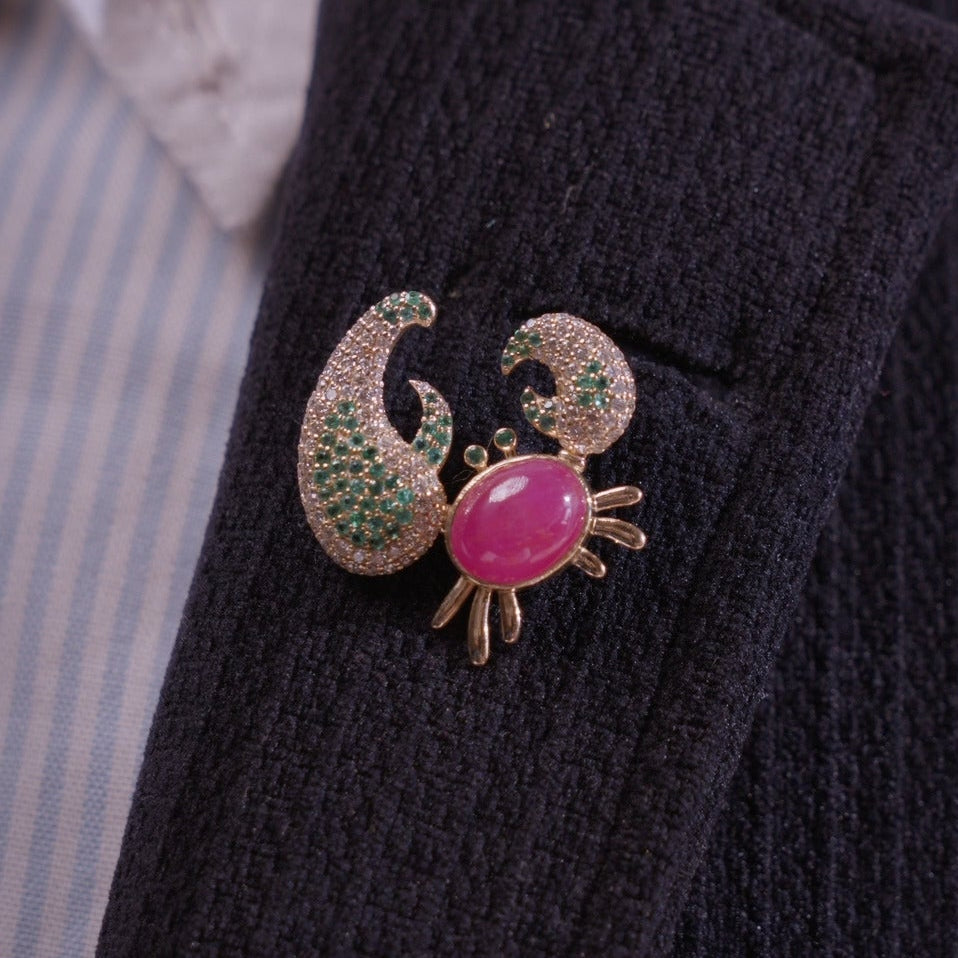 Crimson Crab Brooch