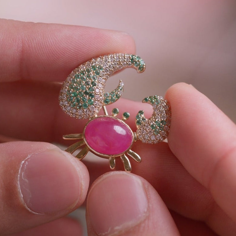 Crimson Crab Brooch