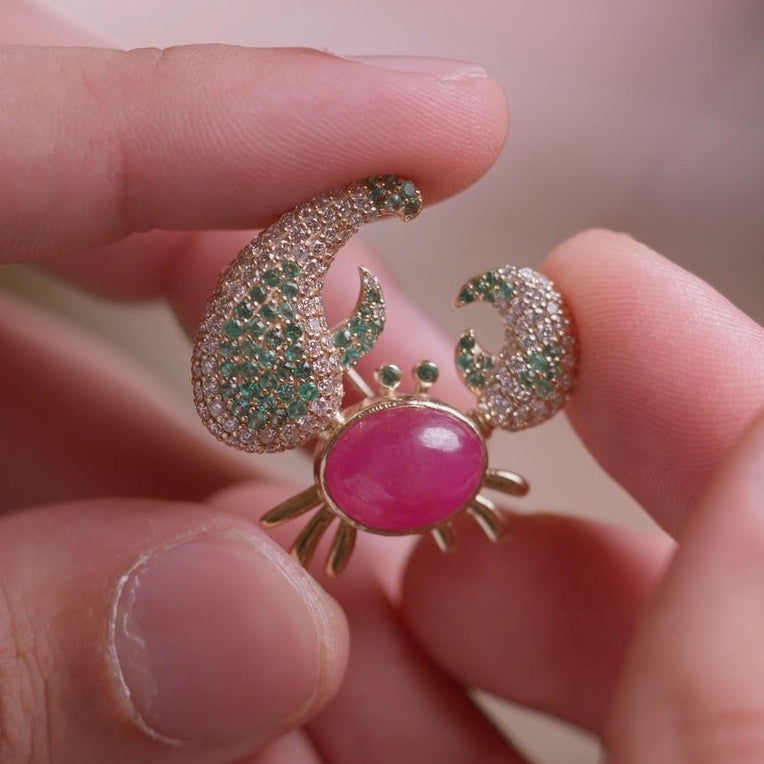 Crimson Crab Brooch
