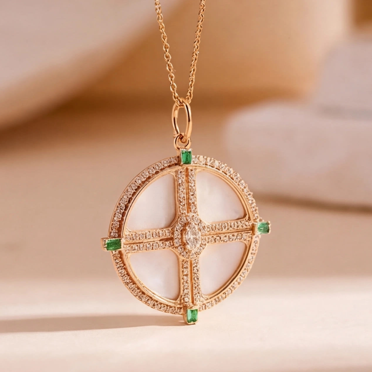 Aurora Pendant (Emerald) (14k Gold)