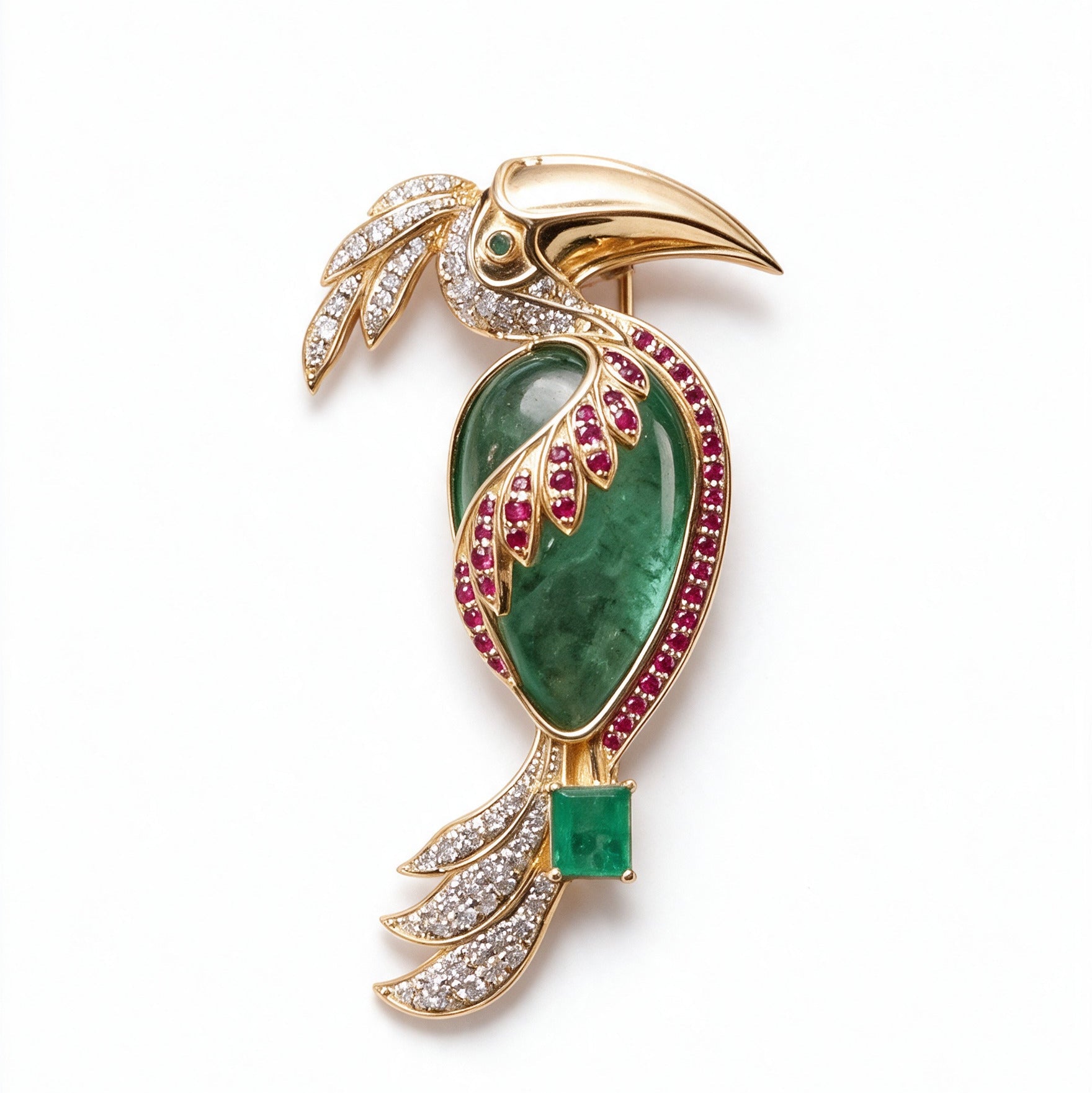 Emerald Hornbill Brooch