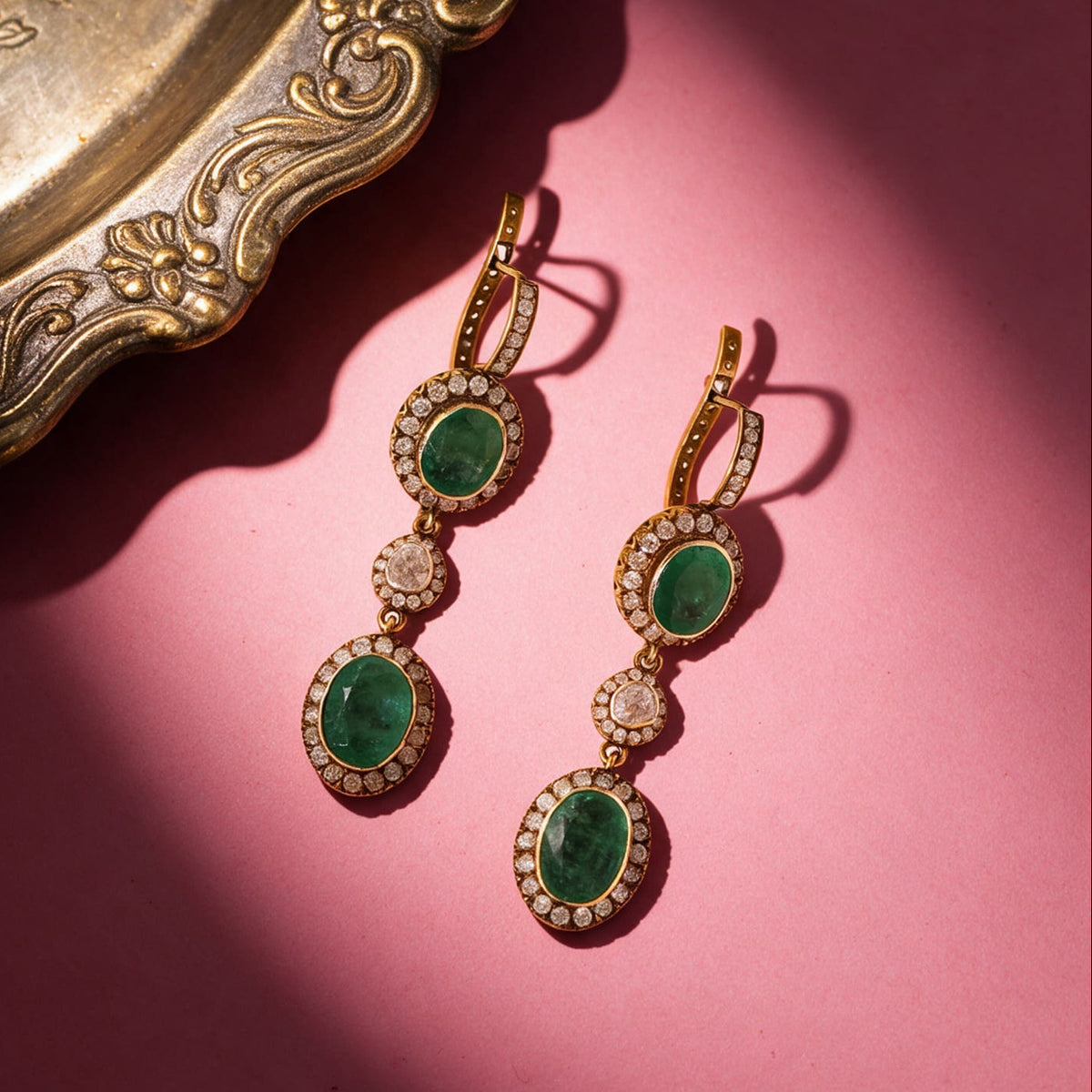 Emerald Double Earrings