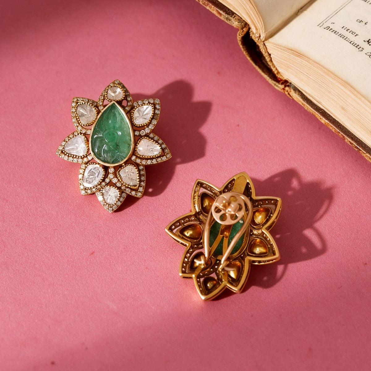 Nyra Emerald Polki Earrings