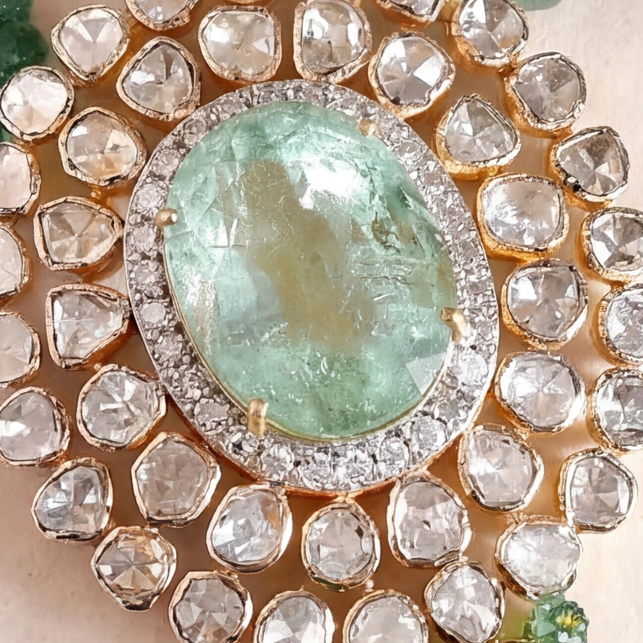 Kiara Emerald Polki Pendant Necklace