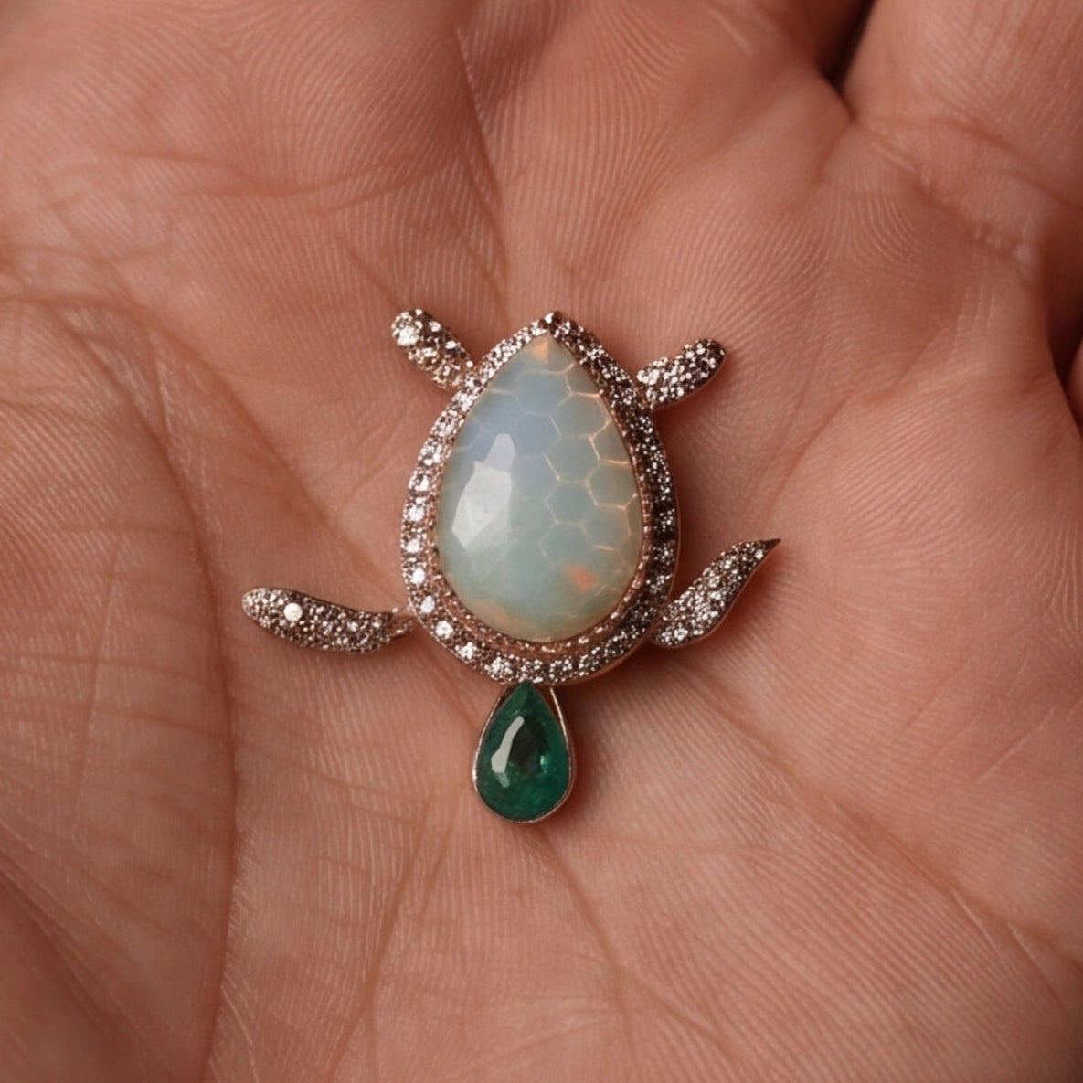 Emerald Turtle Brooch