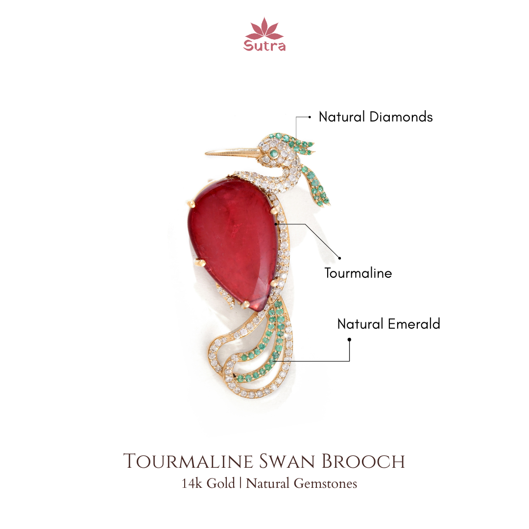 Tourmaline Swan brooch