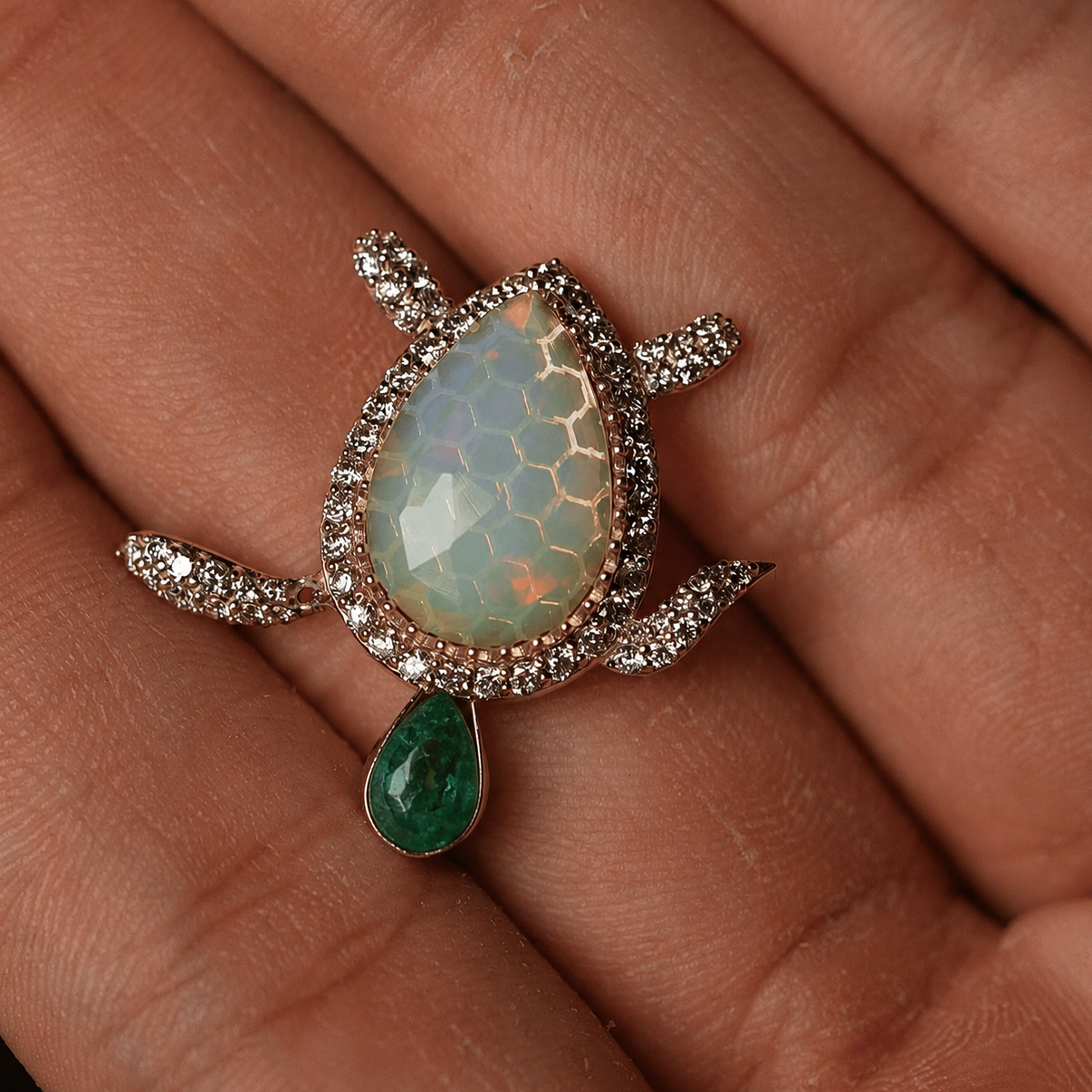 Emerald Turtle Brooch