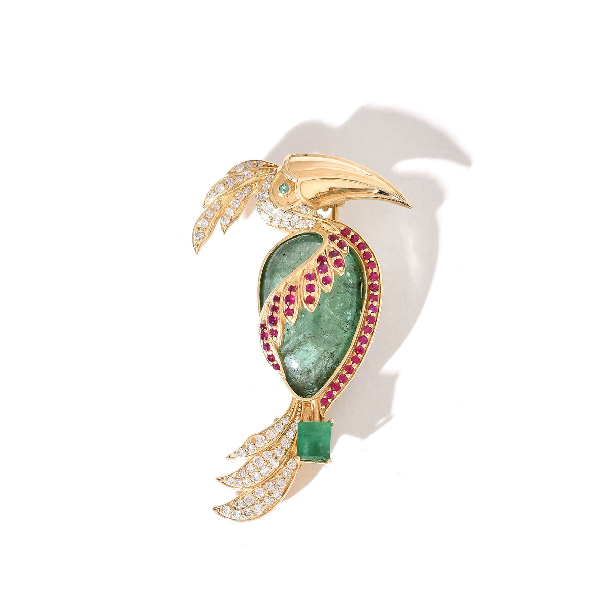 Emerald Hornbill Brooch