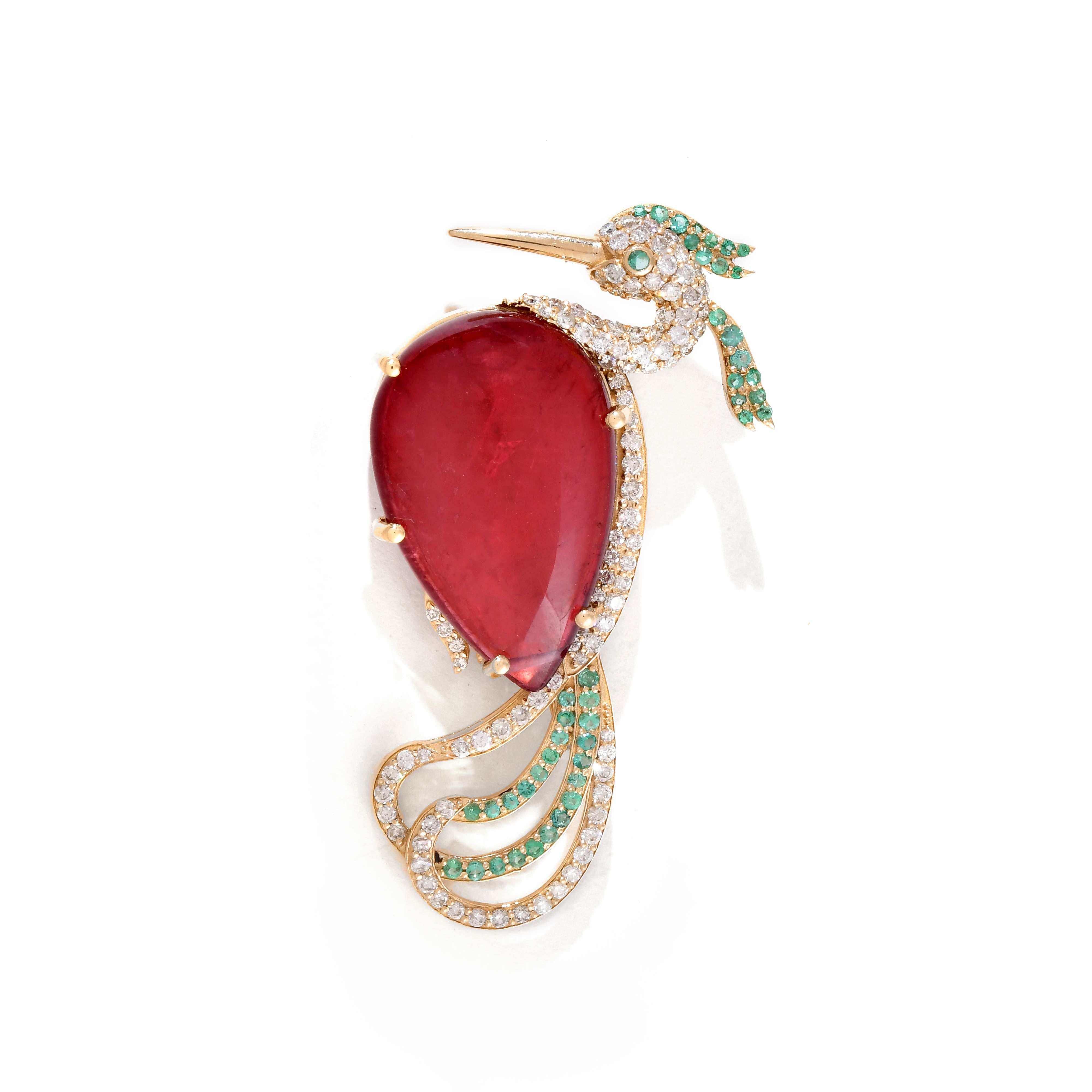 Tourmaline Swan brooch