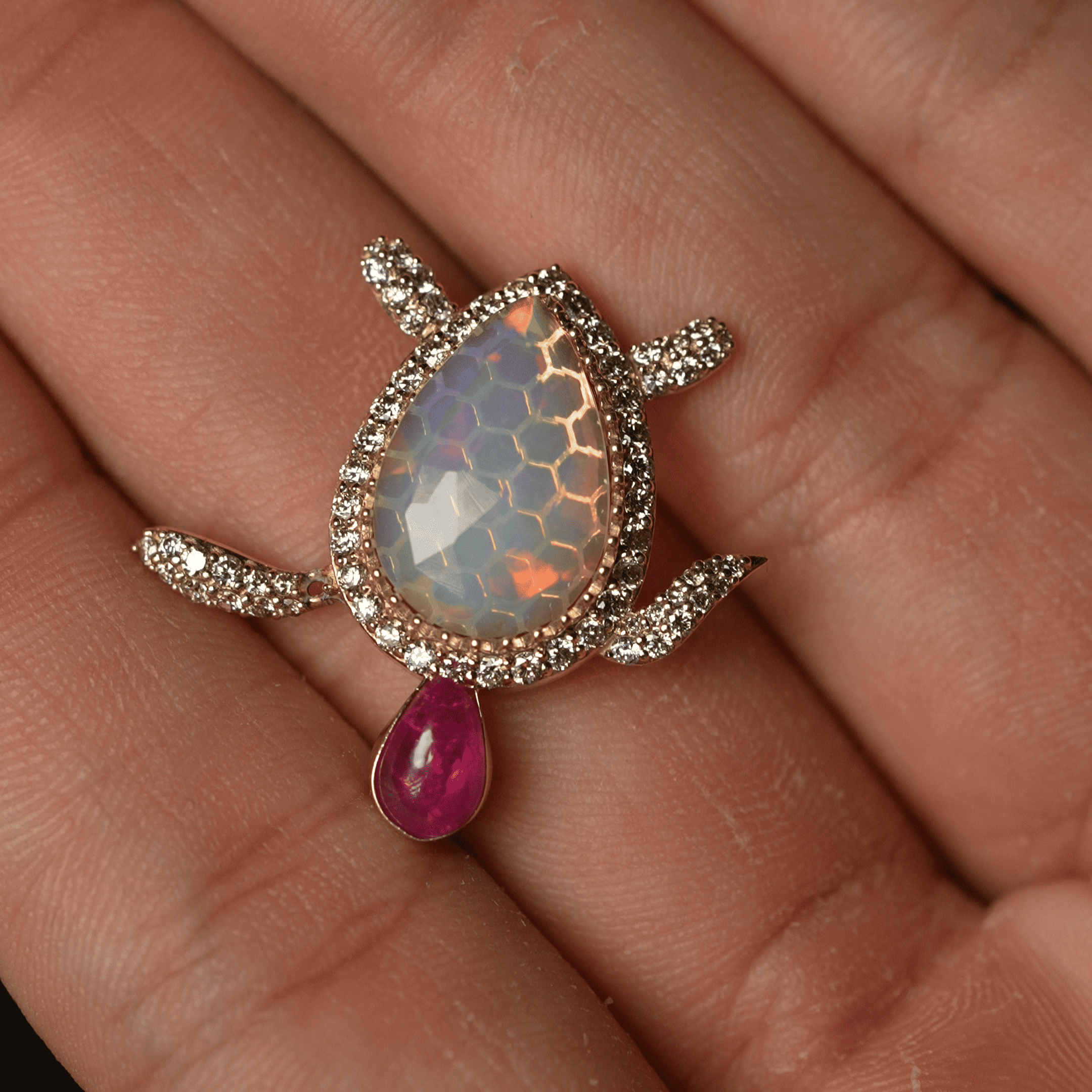 Ruby Turtle Brooch