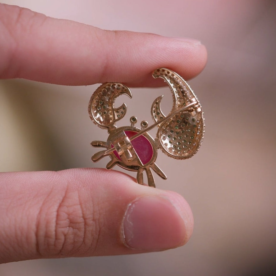 Crimson Crab Brooch