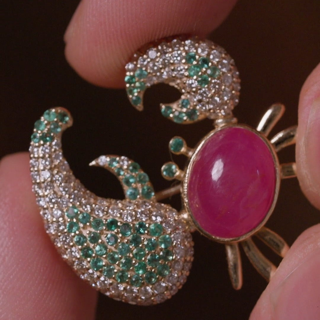Crimson Crab Brooch