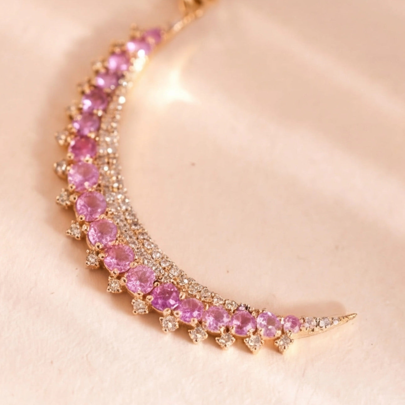 Crescent Pendant (Pink Sapphire) (14k Gold)