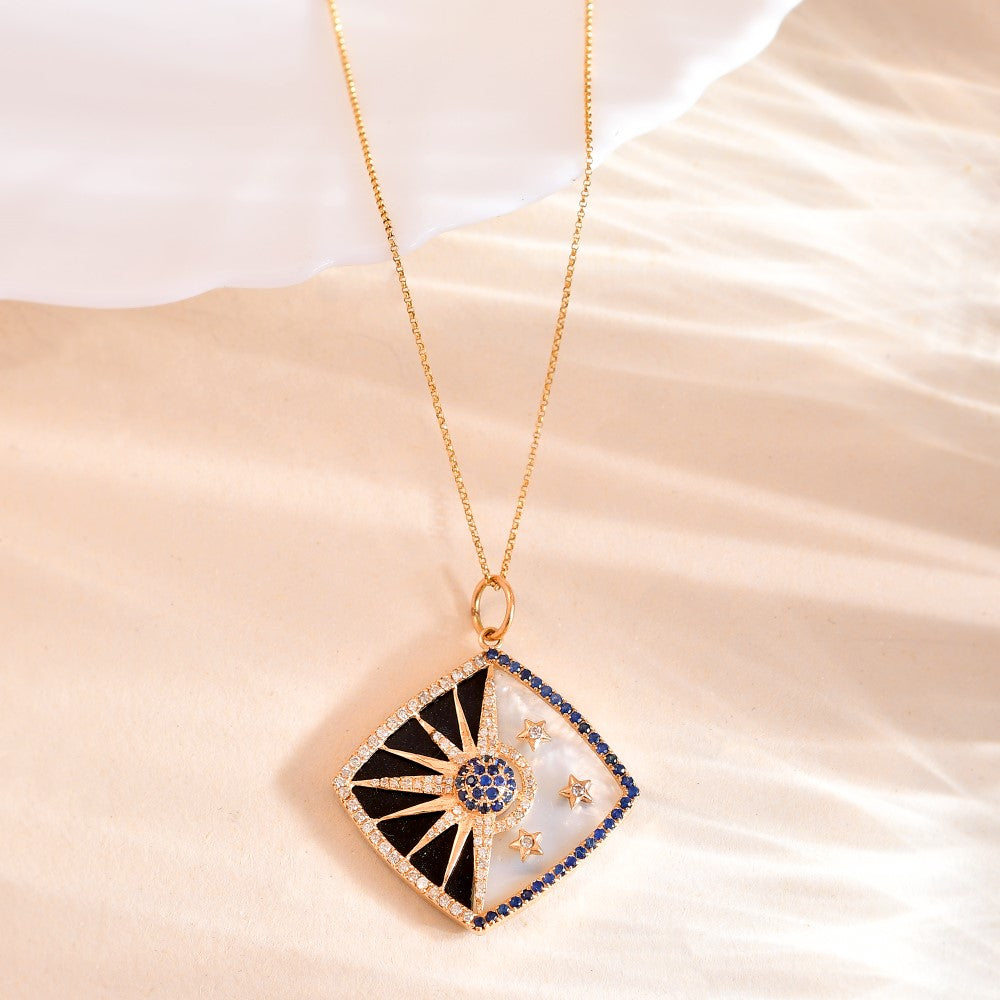 blue sapphire pendant gold