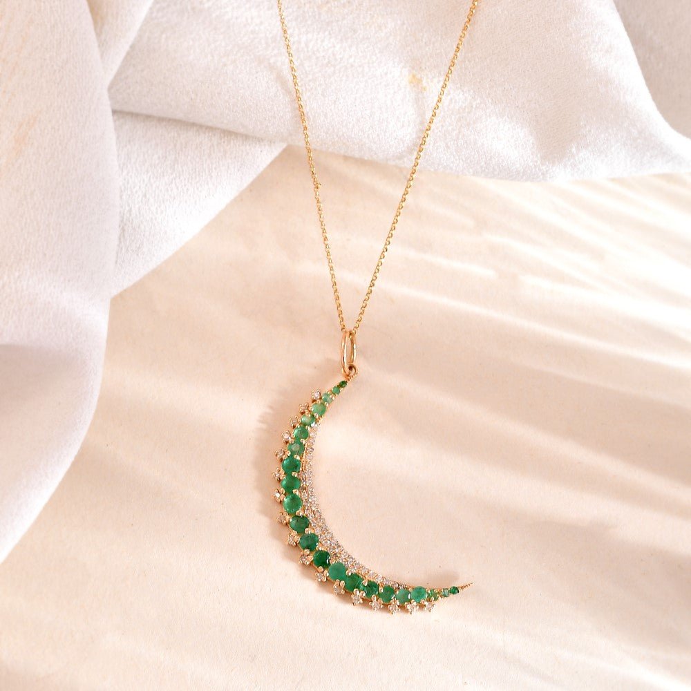 Crescent Pendant (Emerald) - Charms & Pendants